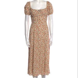 Reformation Floral Midi Milkmaid Dress Size 6